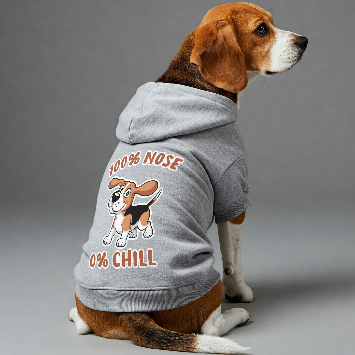 100% Nose, 0% Chill - Beagle Hoodie - Dog Clothes