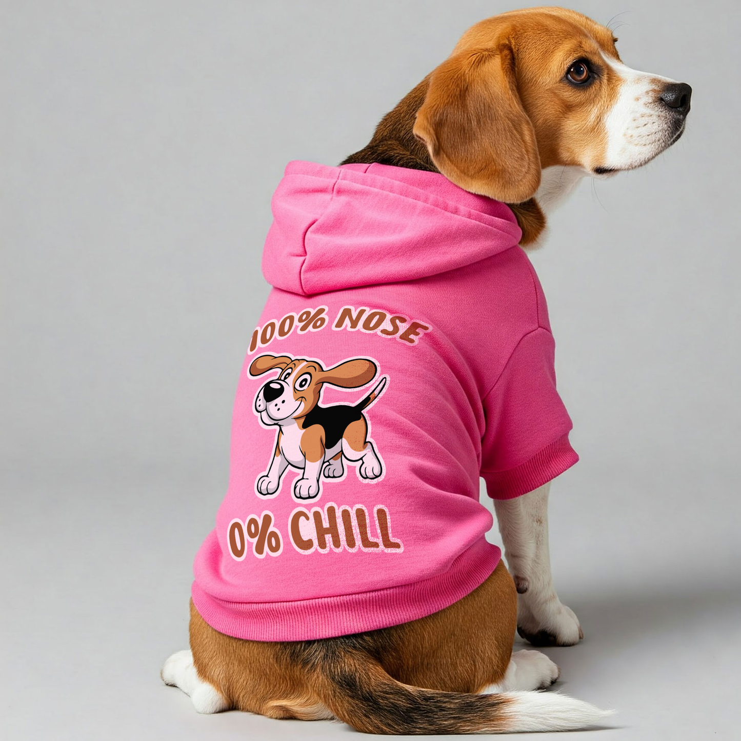 100% Nose, 0% Chill - Beagle Hoodie - Dog Clothes