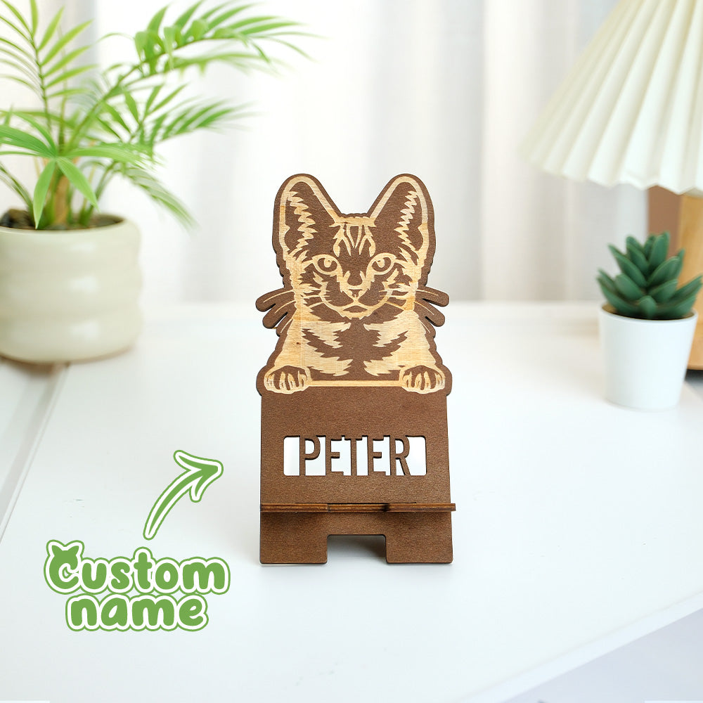 Personalized Engraved Dog Portrait Wooden Phone Stand