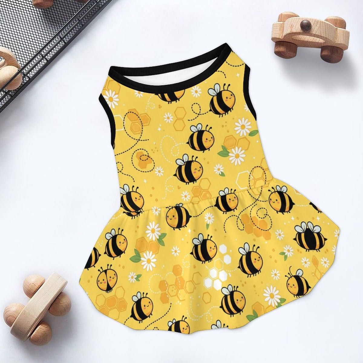 Honey Bee Daisy Small Dog Ruffle Dog Dress