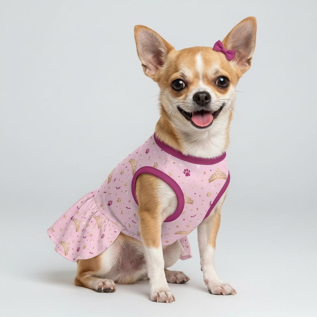 Princess Crown Paw Small Dog Ruffle Dog Dress