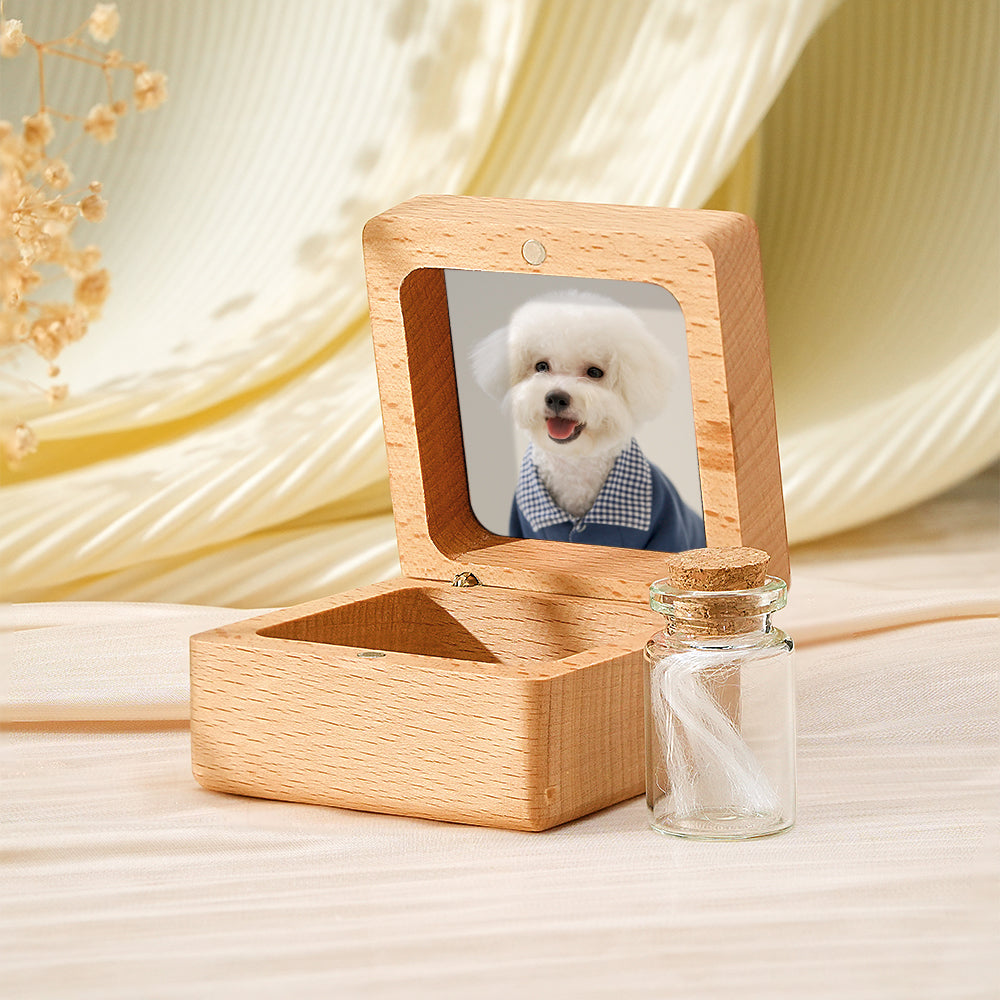 Personalized Dog Fur Wooden Keepsake Box – Memorial Gift for Dog Lovers