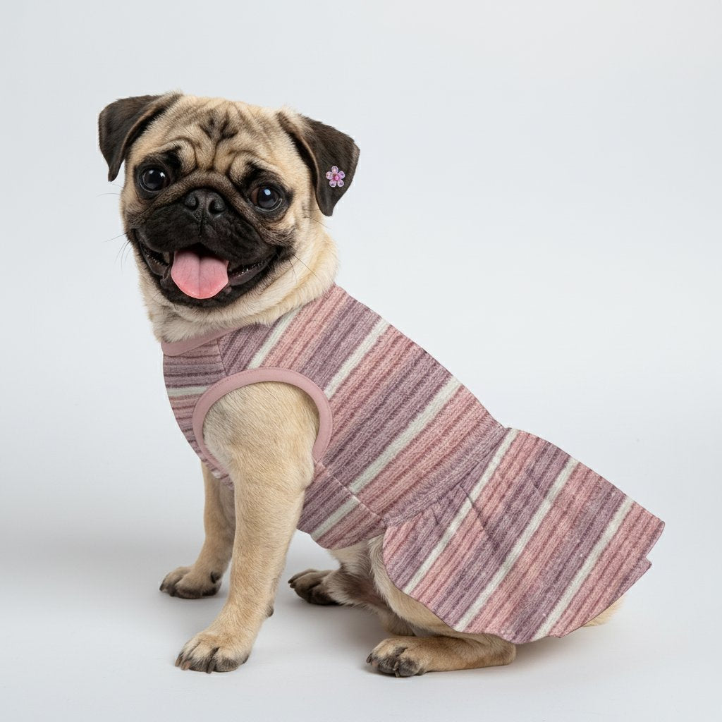 Vintage Stripe Small Dog Ruffle Dog Dress