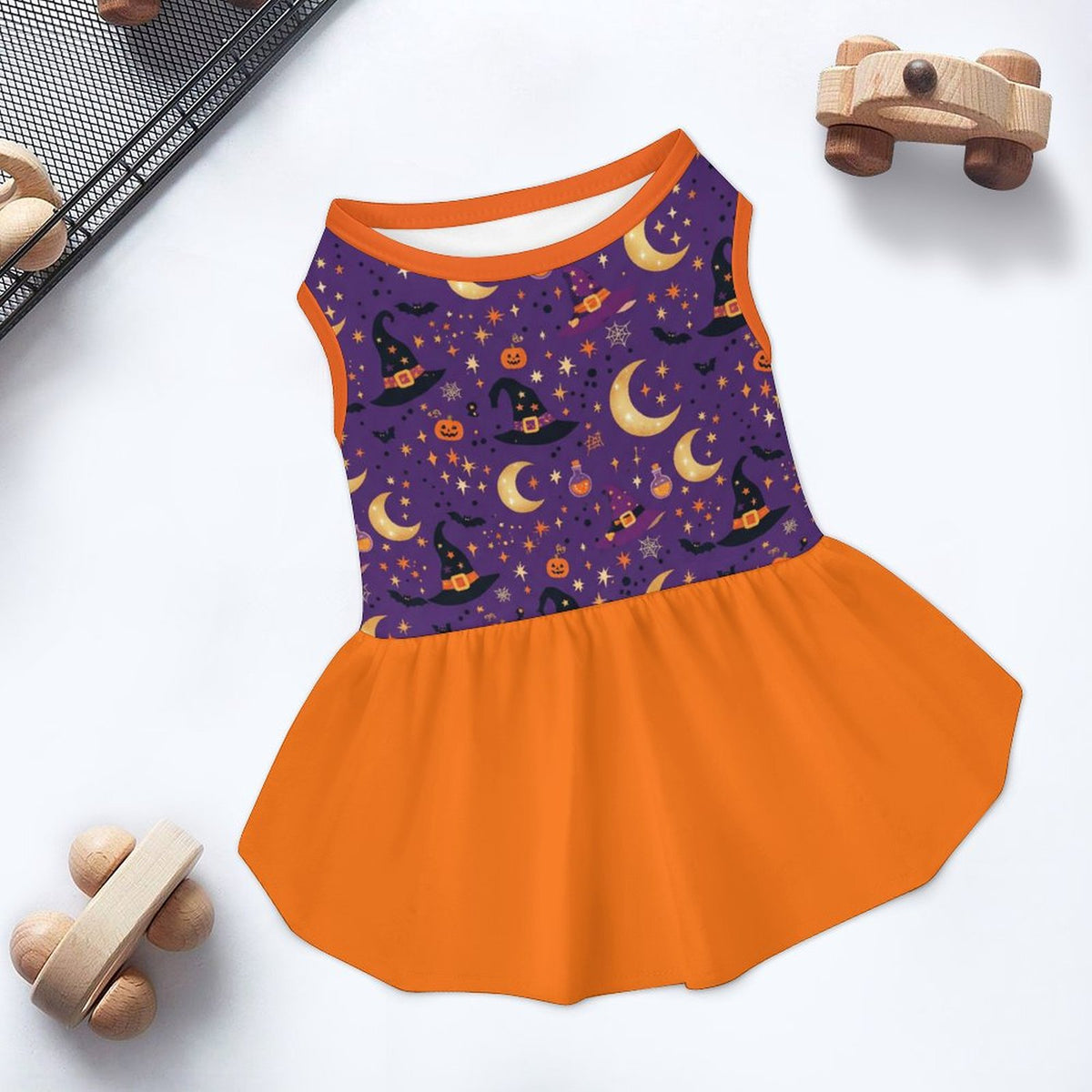 Halloween Witch Pumpkin Large Dog Ruffle Dog Dress