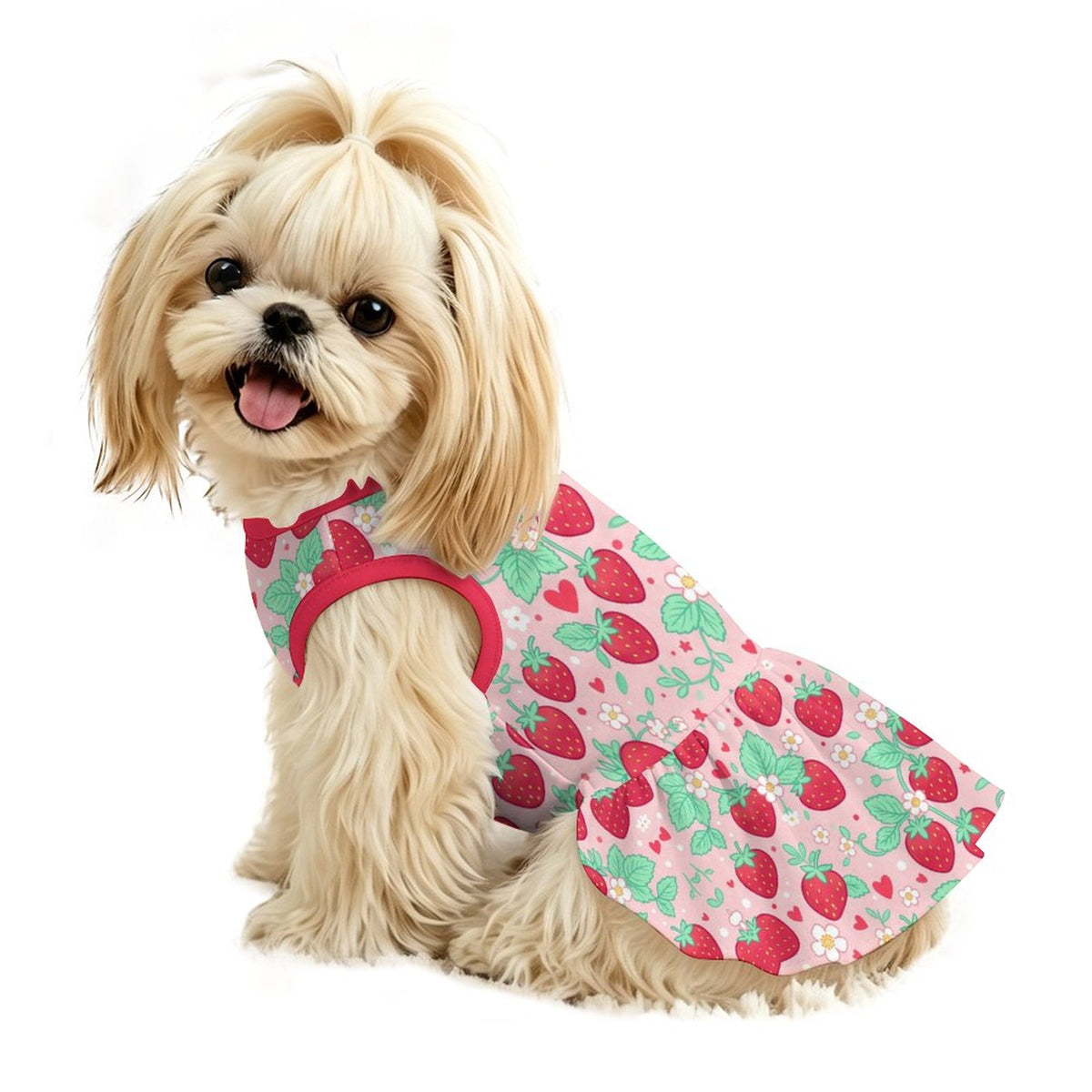 Sweet Strawberry Small Dog Ruffle Dog Dress