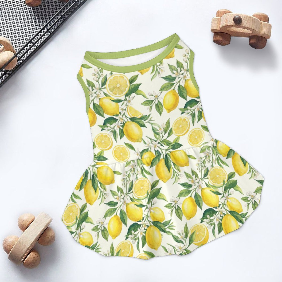 Mediterranean Lemon Blossom Large Dog Ruffle Dog Dress