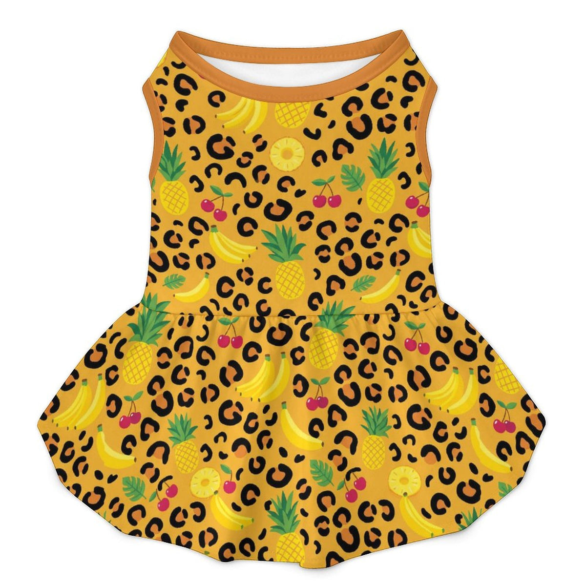 Tropical Leopard Fruit Large Dog Ruffle Dog Dress