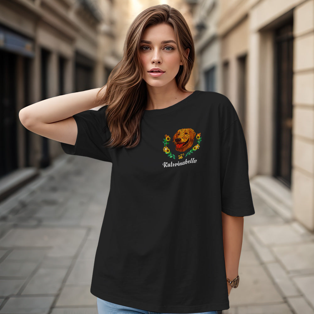 Custom Embroidered-Style Pet T-Shirt – Personalized Dog Lover Gift
