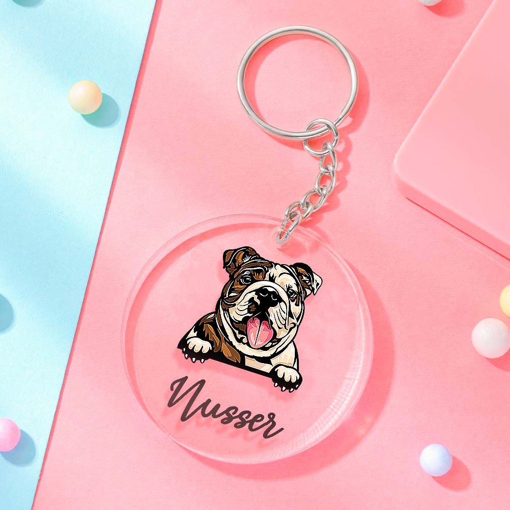 Personalized Acrylic Dog Keychain – Custom Cartoon Pet Gift
