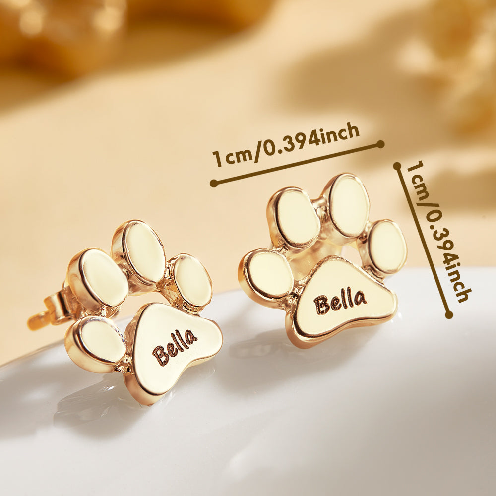Personalized Dog Paw Print Earrings