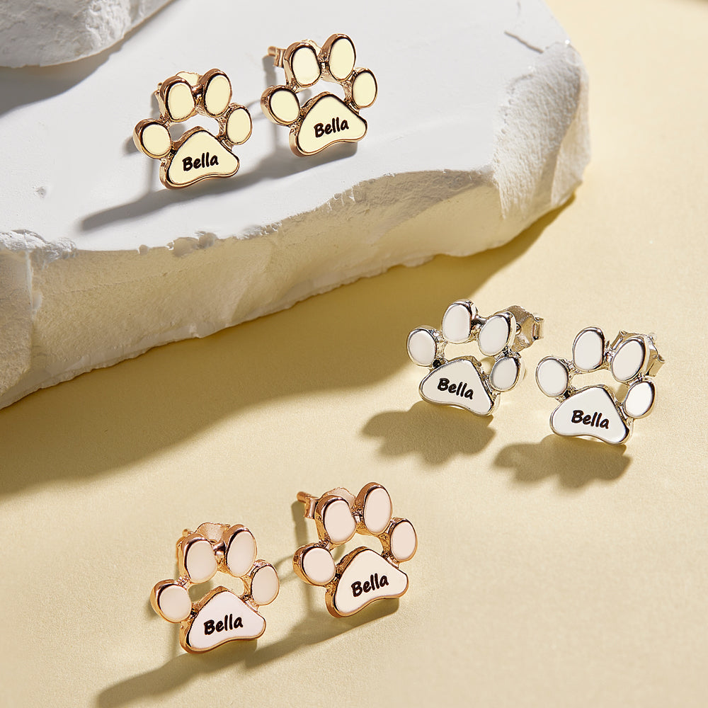 Personalized Dog Paw Print Earrings