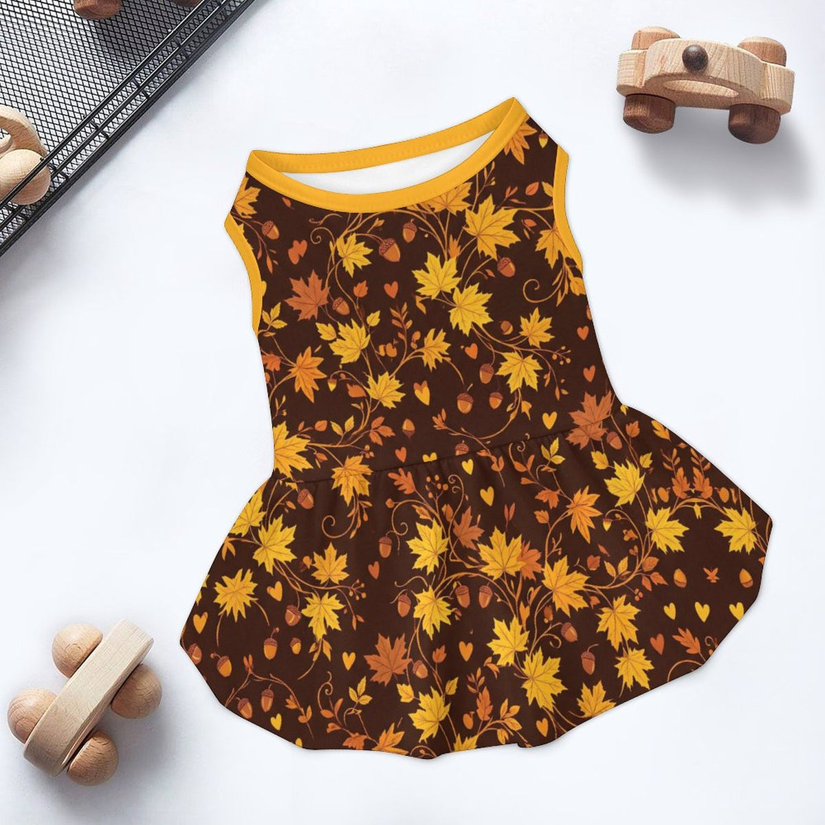 Autumn Maple Leaves Small Dog Ruffle Dog Dress