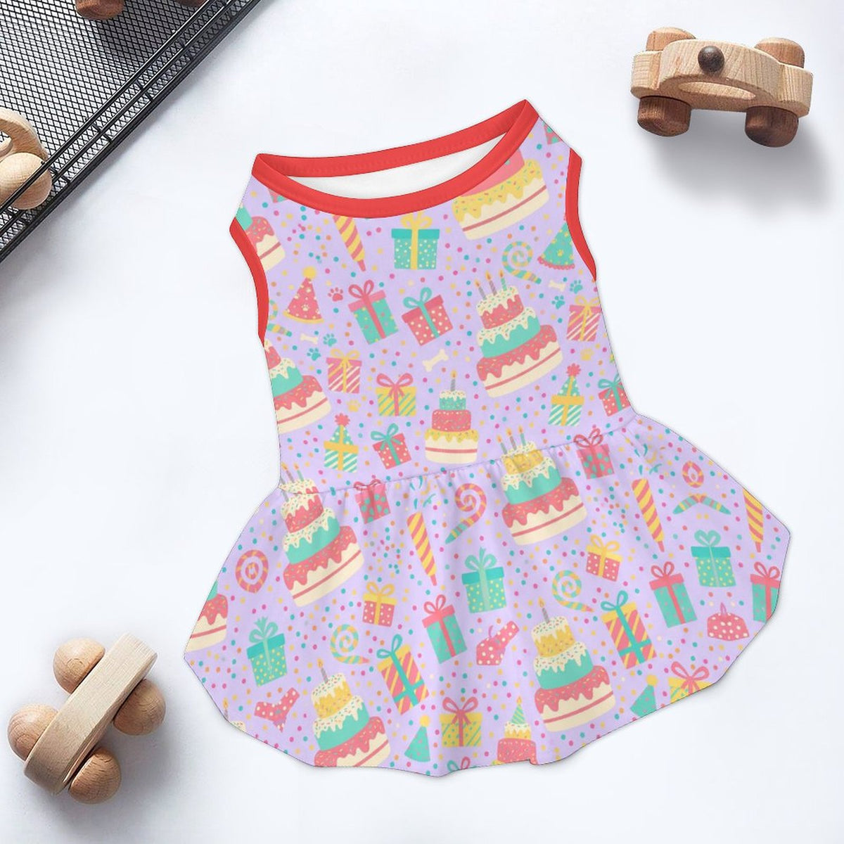 Birthday Cake Party Large Dog Ruffle Dog Dress