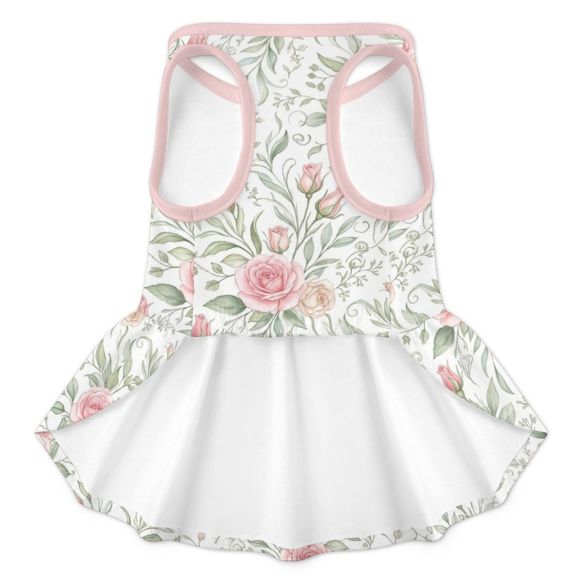 Soft Pink Rose Floral Small Dog Ruffle Dog Dress
