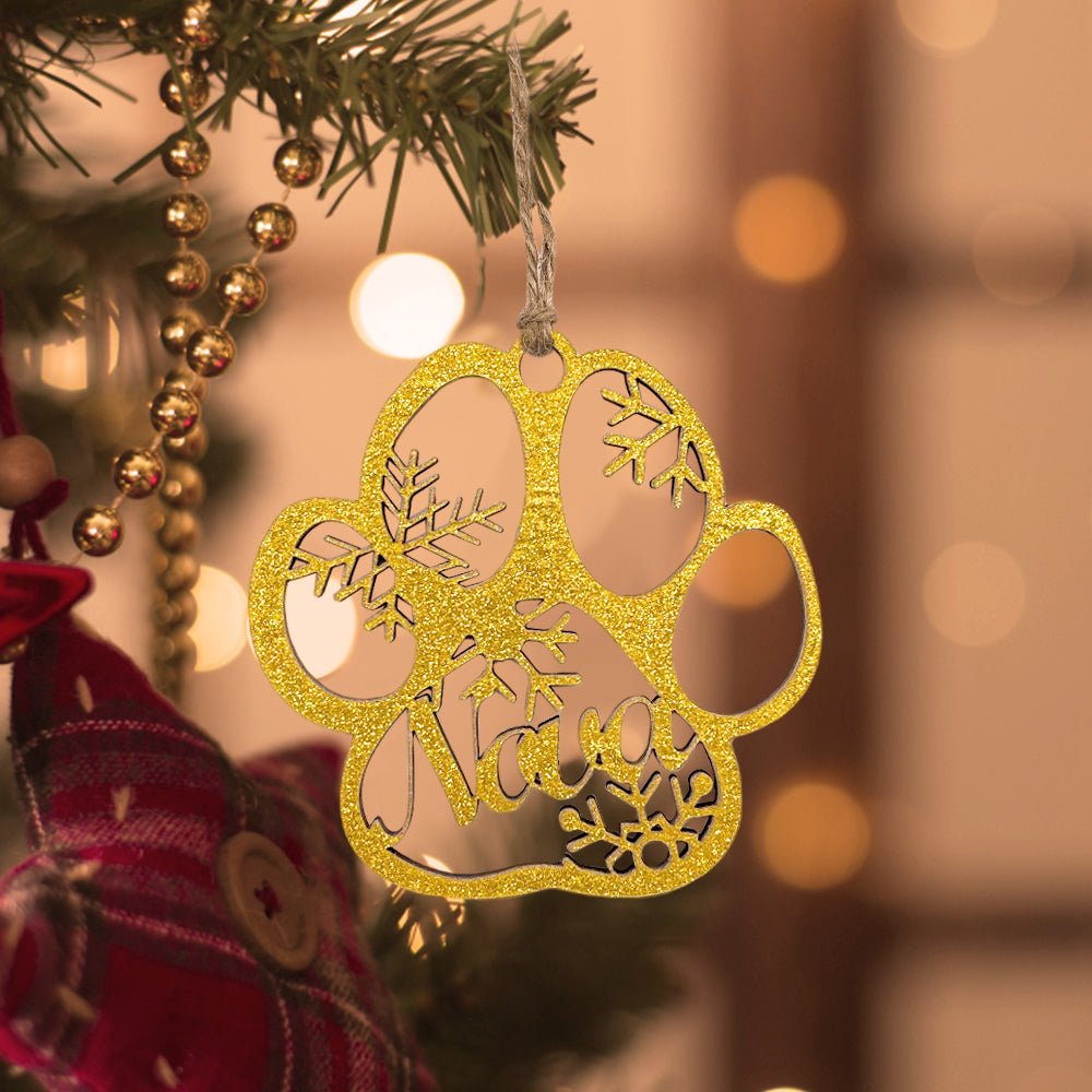 Personalized Dog Paw Ornament – Custom Wooden Keepsake for Christmas