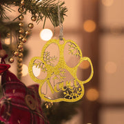 Personalized Dog Paw Ornament – Custom Wooden Keepsake for Christmas