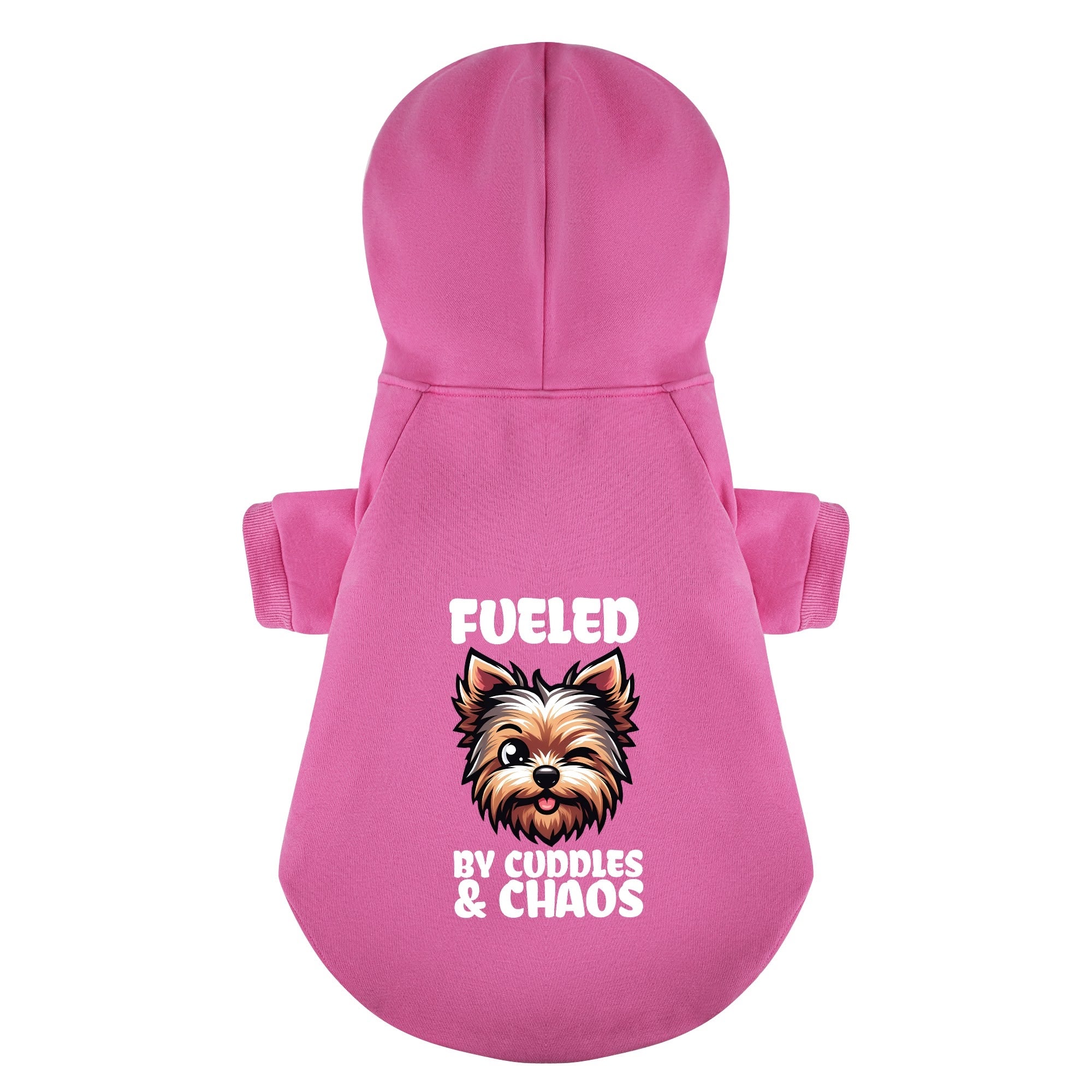Fueled by Cuddles & Chaos - Yorkie Hoodie - Dog Clothes