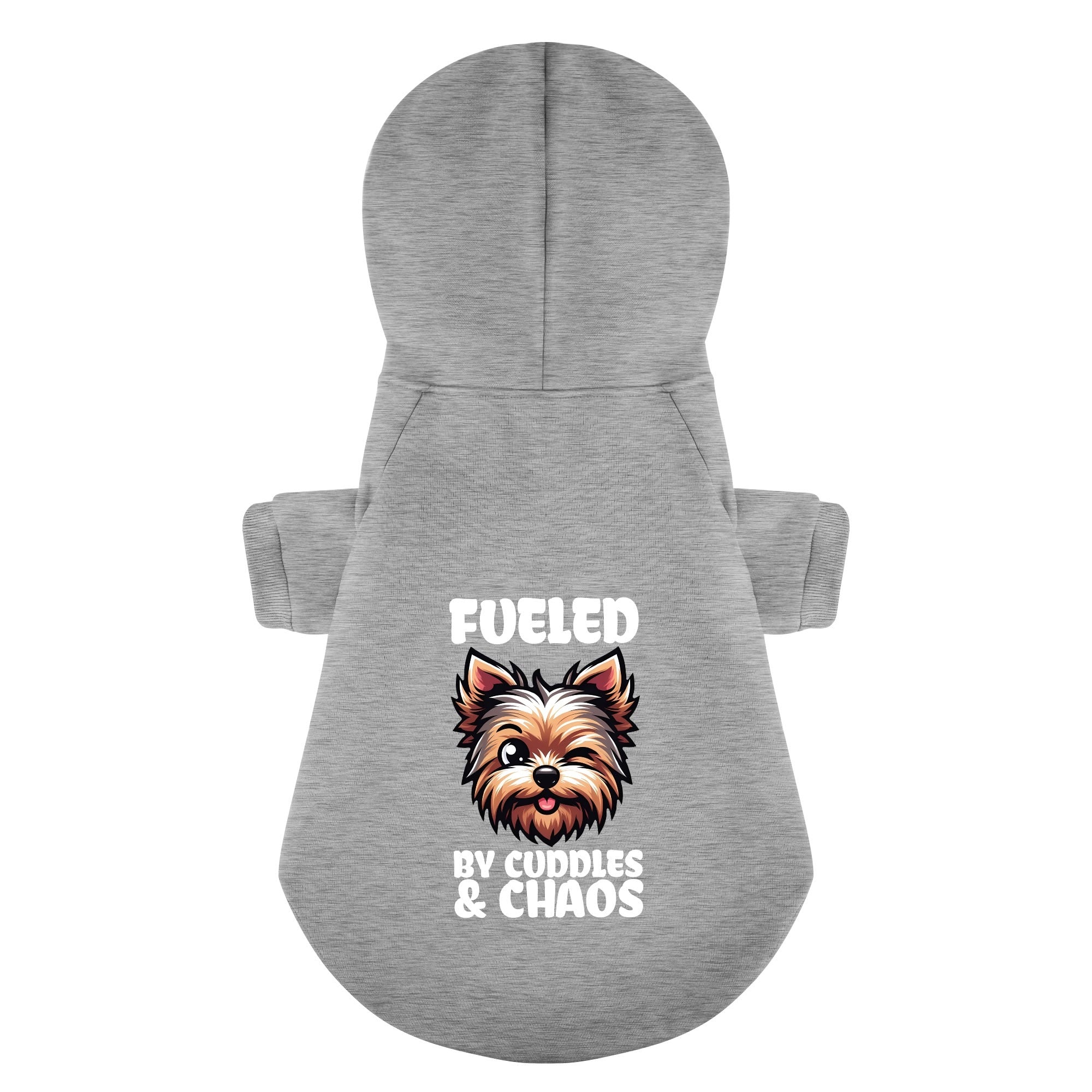 Fueled by Cuddles & Chaos - Yorkie Hoodie - Dog Clothes