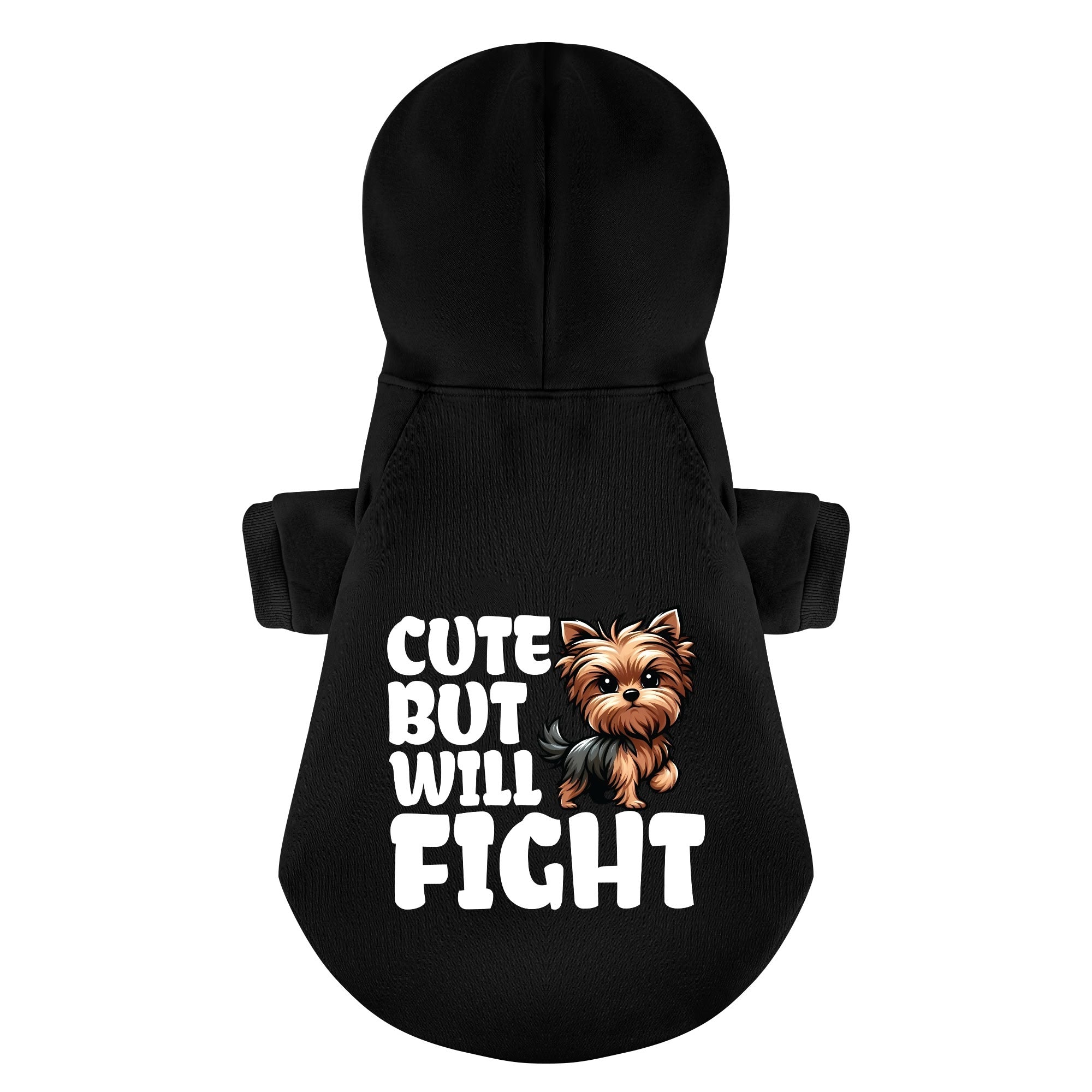Cute but will fight - Yorkie Hoodie - Dog Clothes