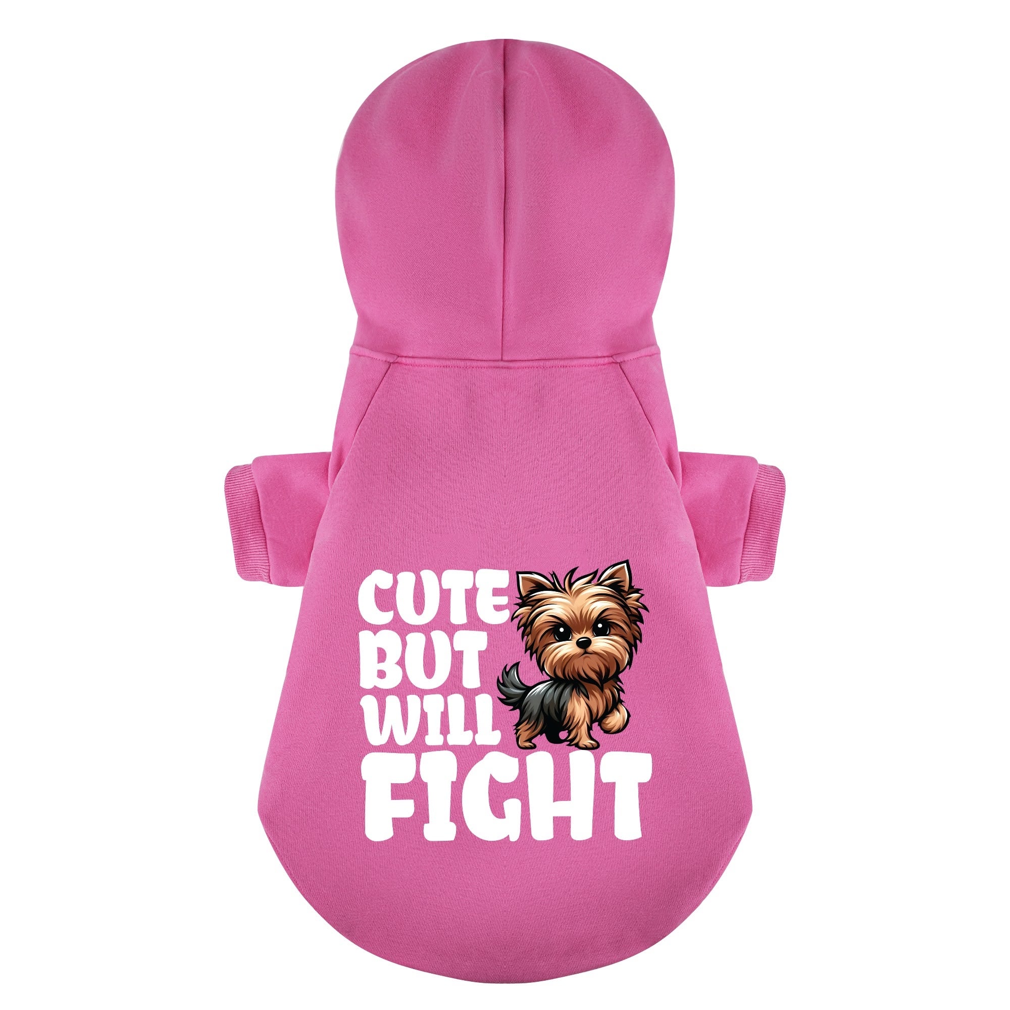 Cute but will fight - Yorkie Hoodie - Dog Clothes