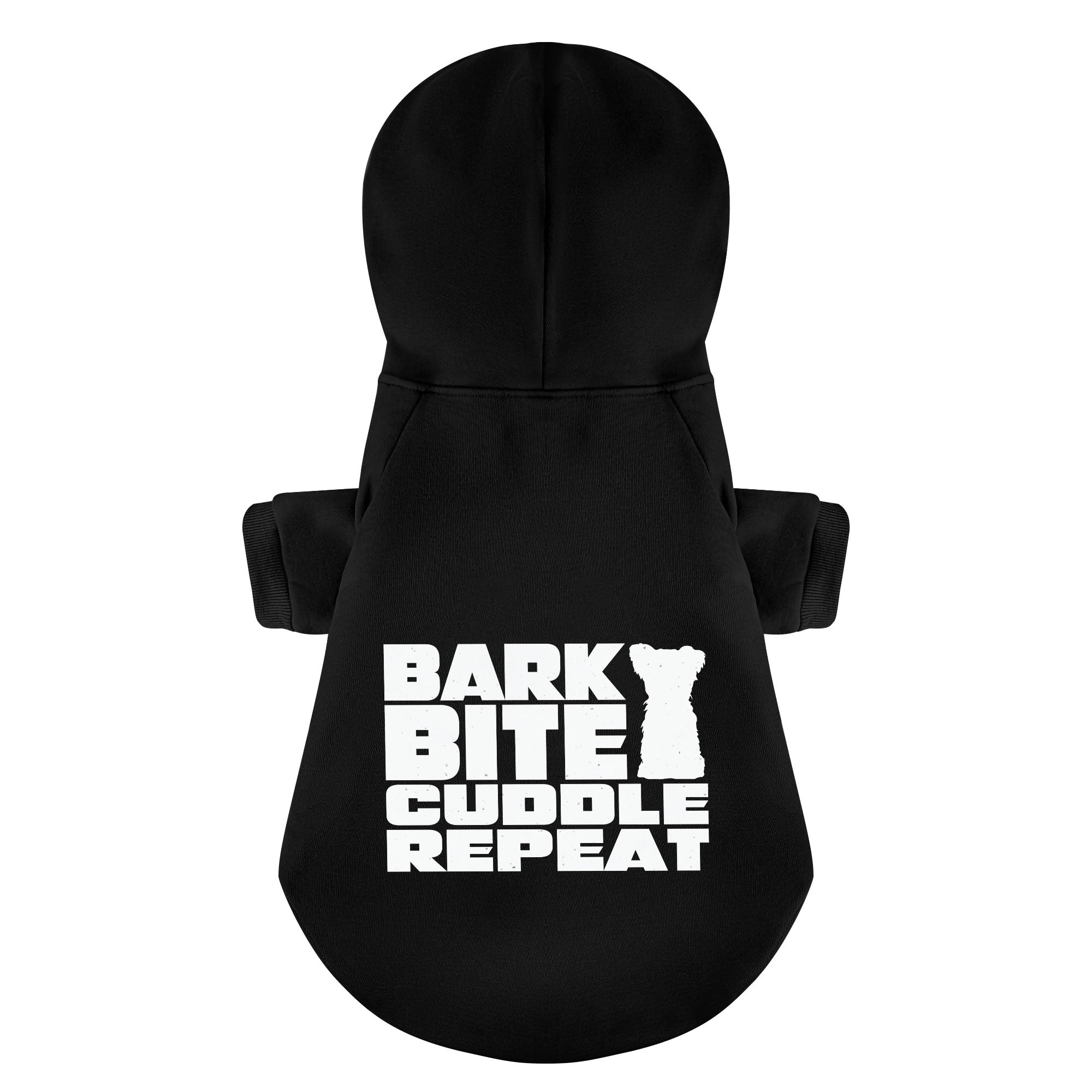 Bark. Bite. Cuddle. Repeat - Yorkie Hoodie - Dog Clothes