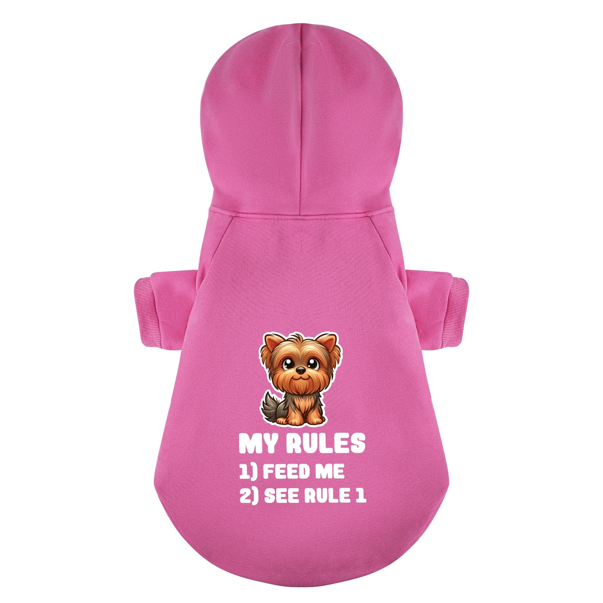 My rules 1) Feed me 2) See rule 1 - Yorkie Hoodie - Dog Clothes