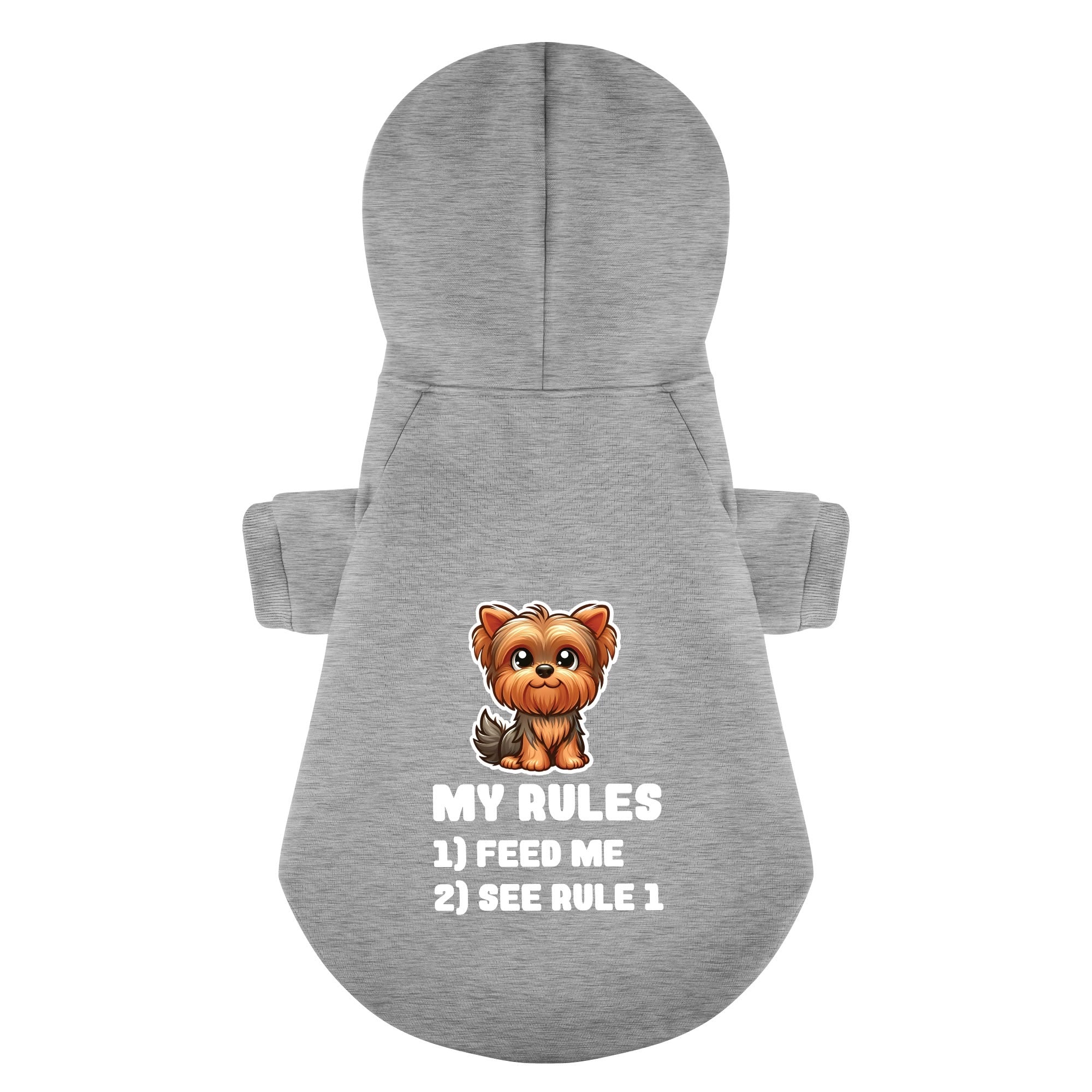 My rules 1) Feed me 2) See rule 1 - Yorkie Hoodie - Dog Clothes