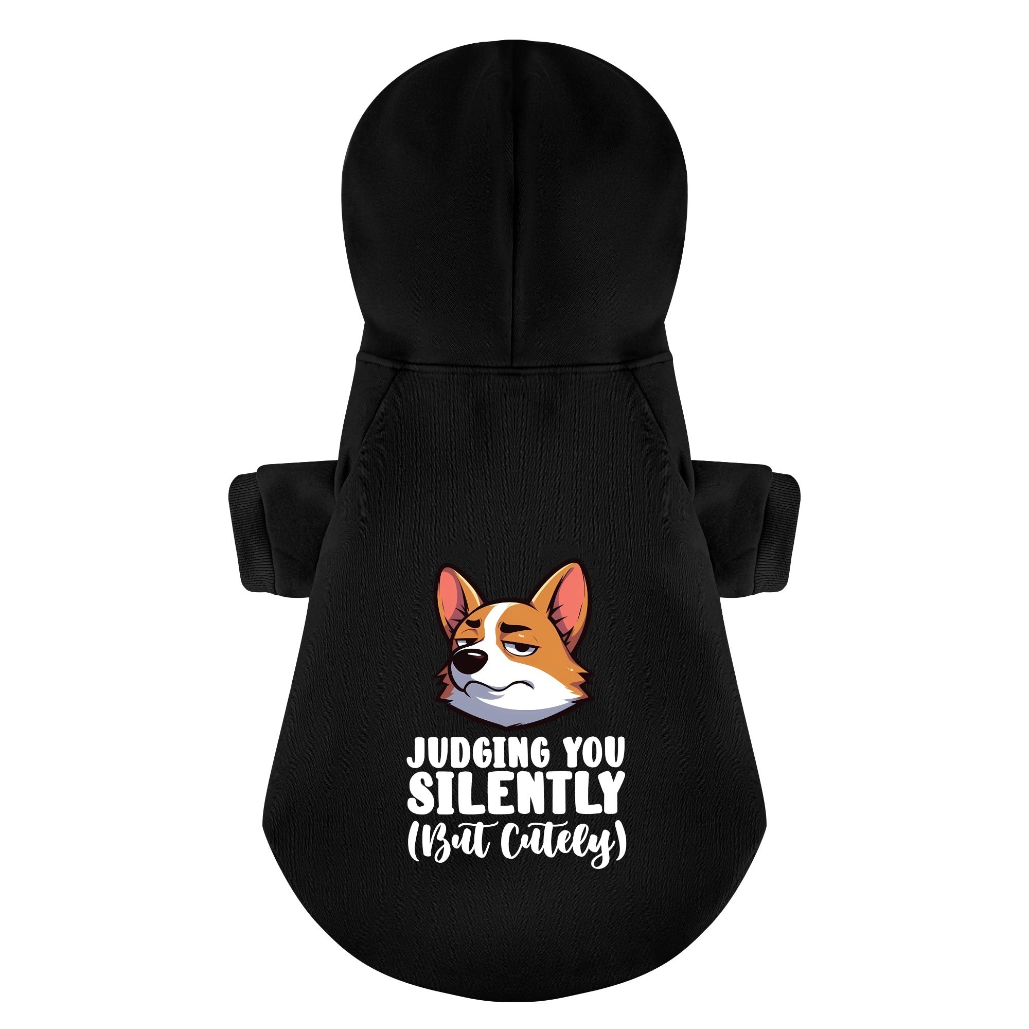 Judging you silently (but cutely) - Corgi Hoodie - Dog Clothes