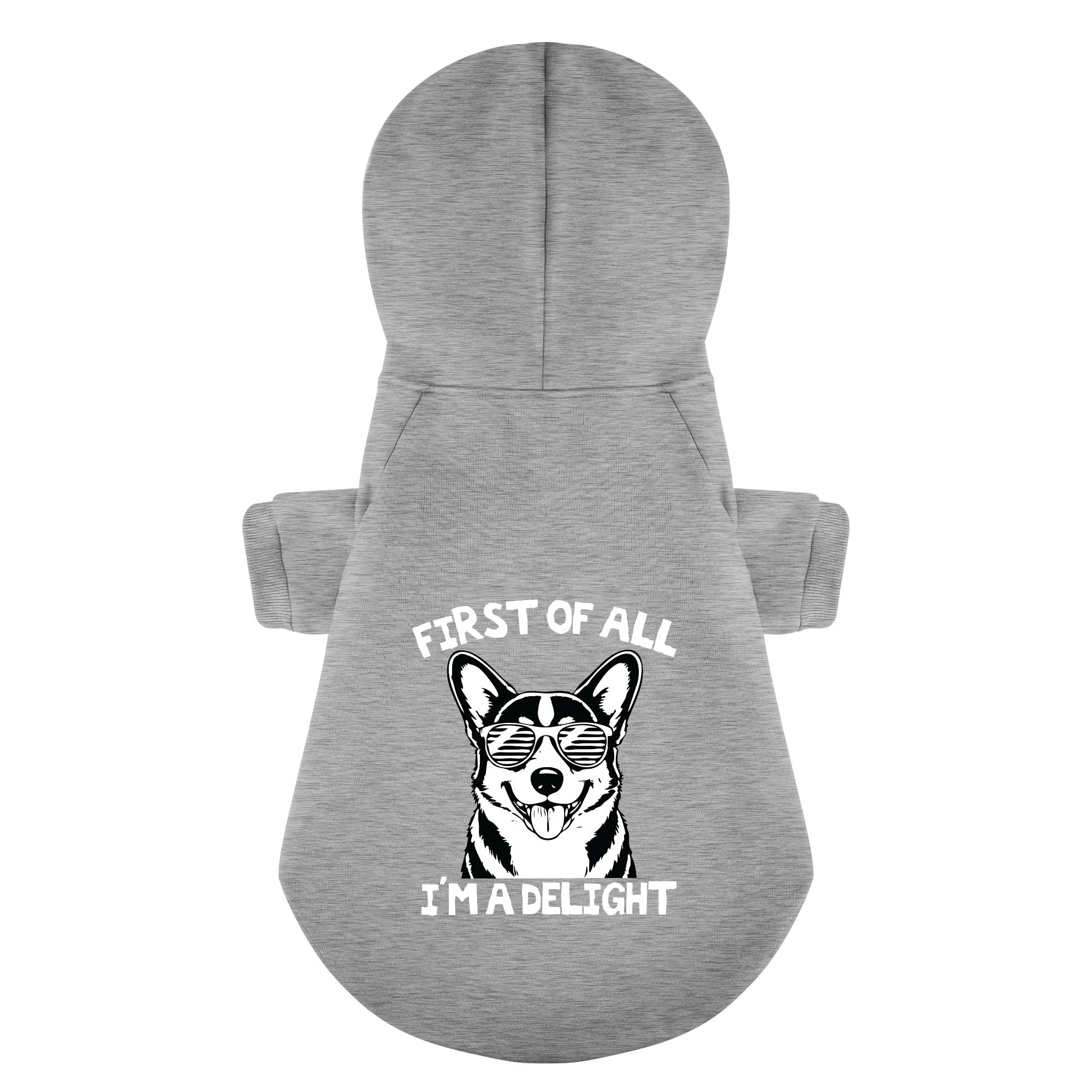 FIRST OF ALL I'M A DELIGHT - Corgi Hoodie - Dog Clothes