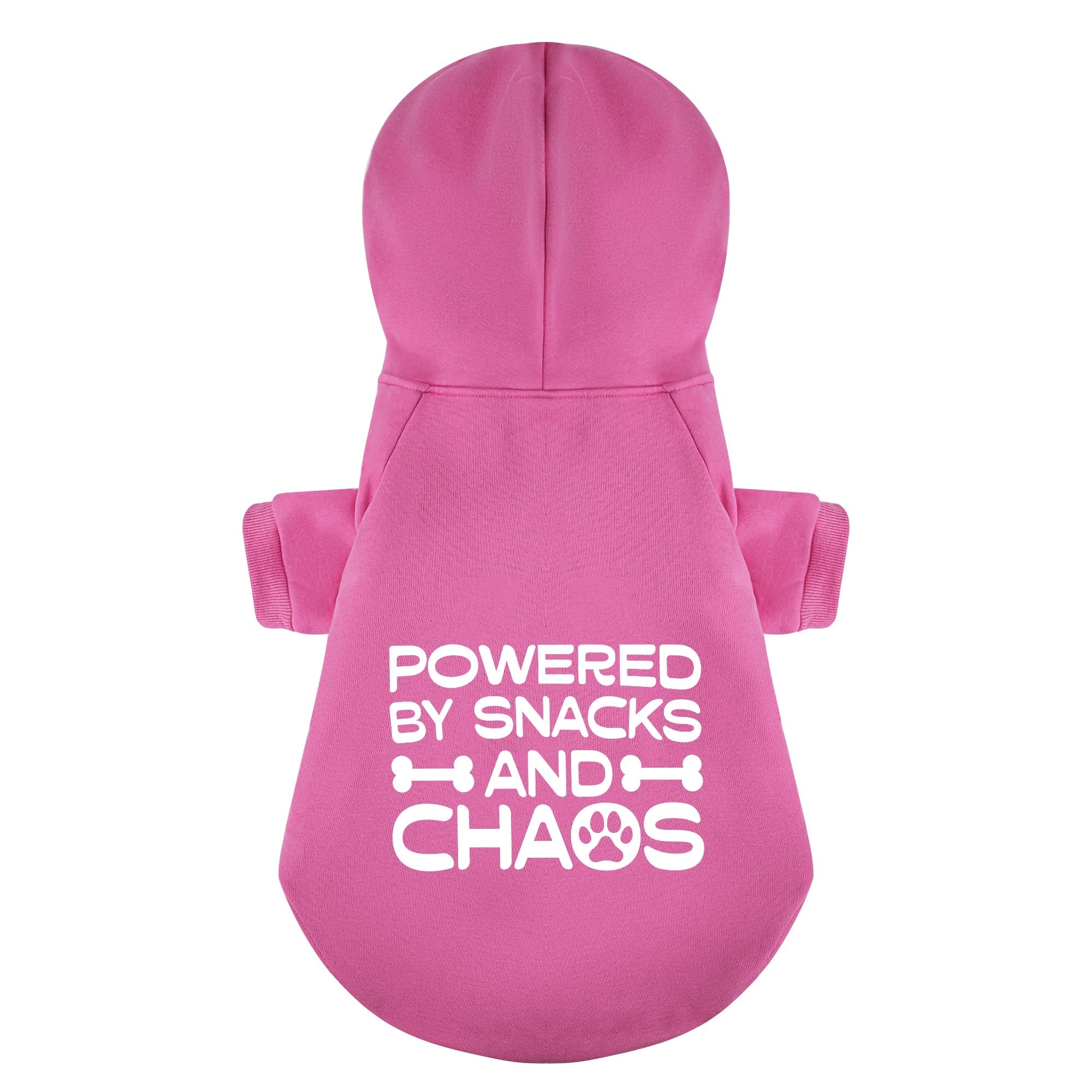 Powered by snacks and chaos – Dog Hoodie – Dog Clothes