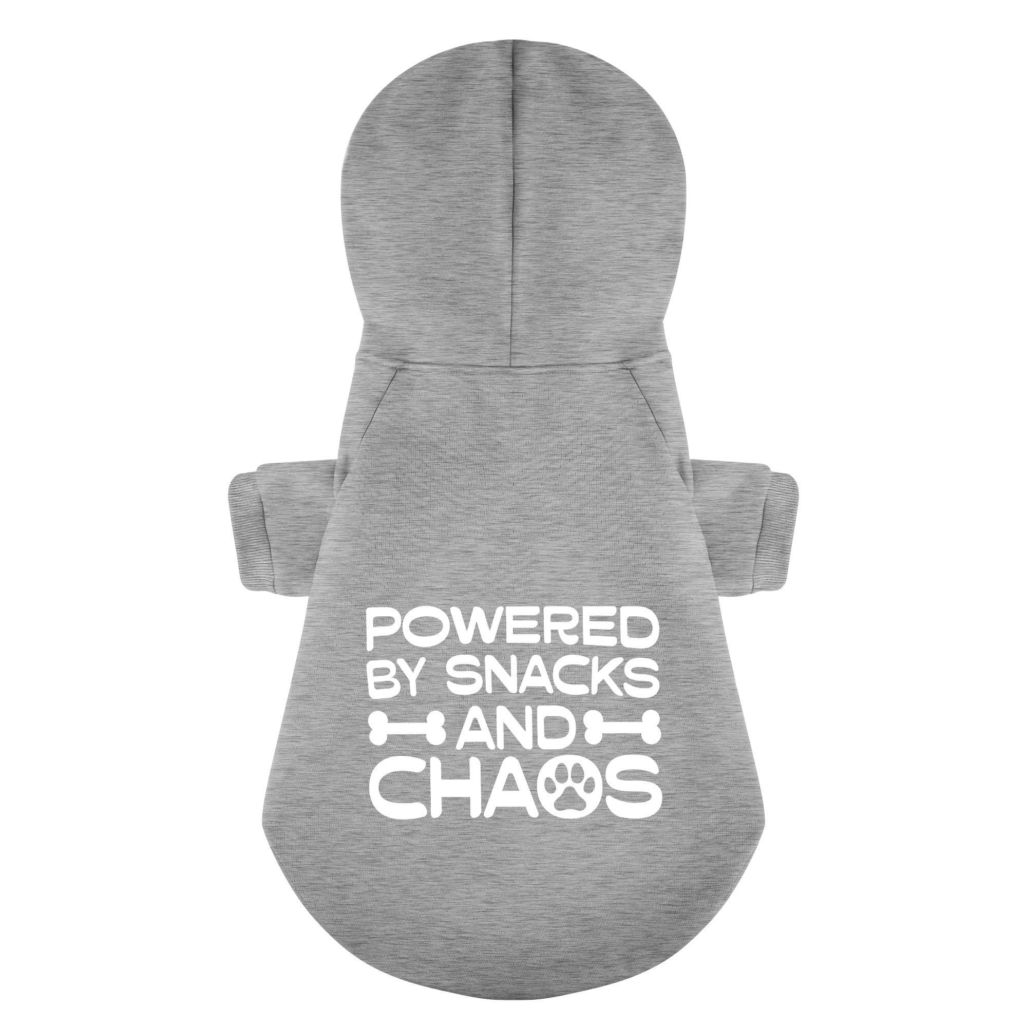 Powered by snacks and chaos – Dog Hoodie – Dog Clothes