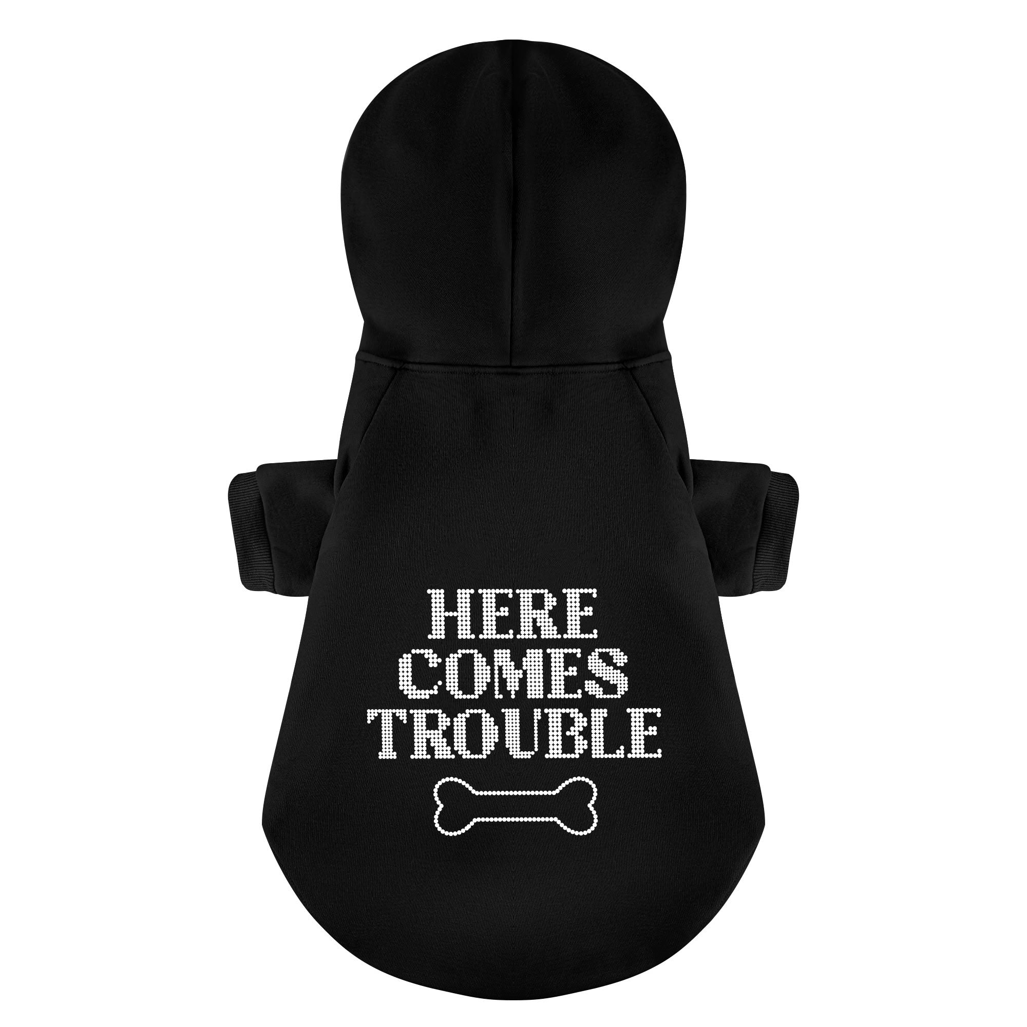 Here Comes Trouble – Dog Hoodie – Dog Clothes