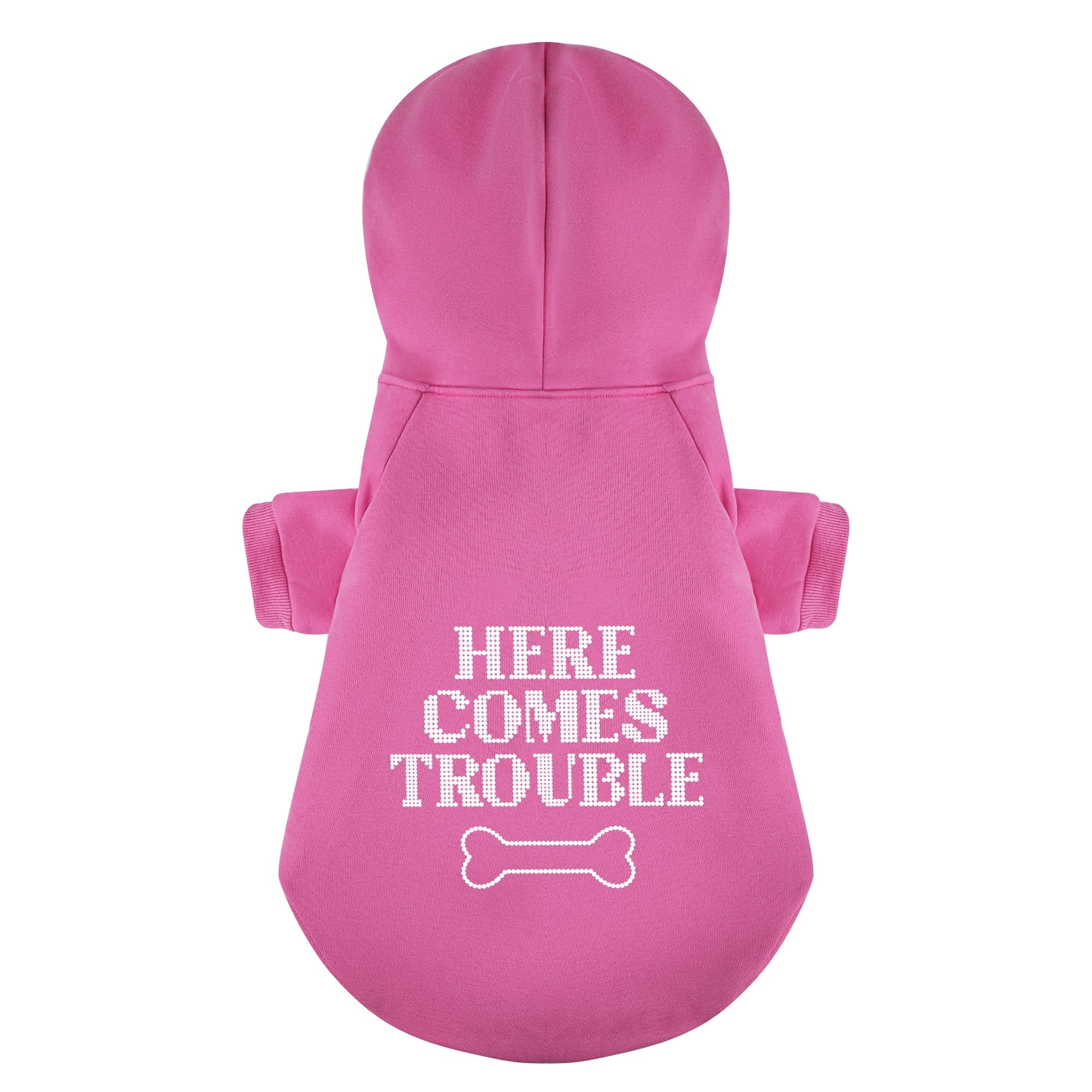 Here Comes Trouble – Dog Hoodie – Dog Clothes