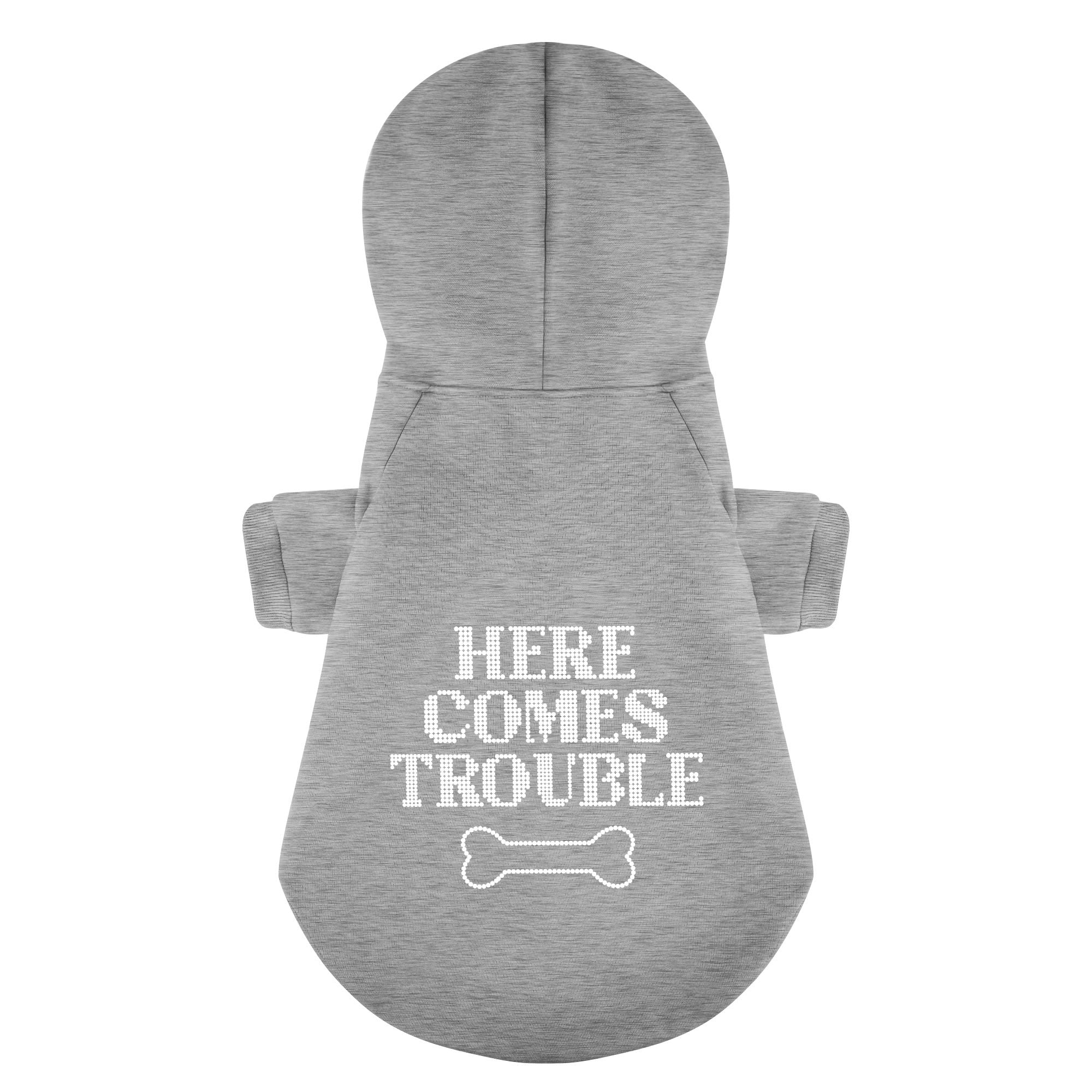 Here Comes Trouble – Dog Hoodie – Dog Clothes