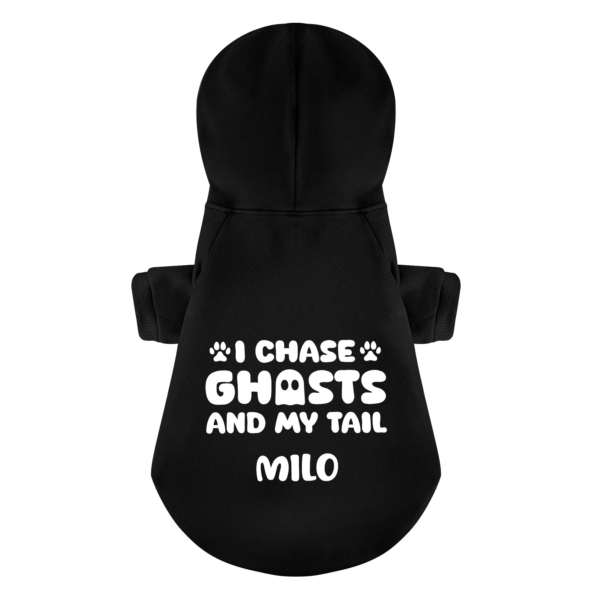 I Chase Ghosts (and my tail) - personalized hoodie with your dog name – dog hoodie – dog clothes