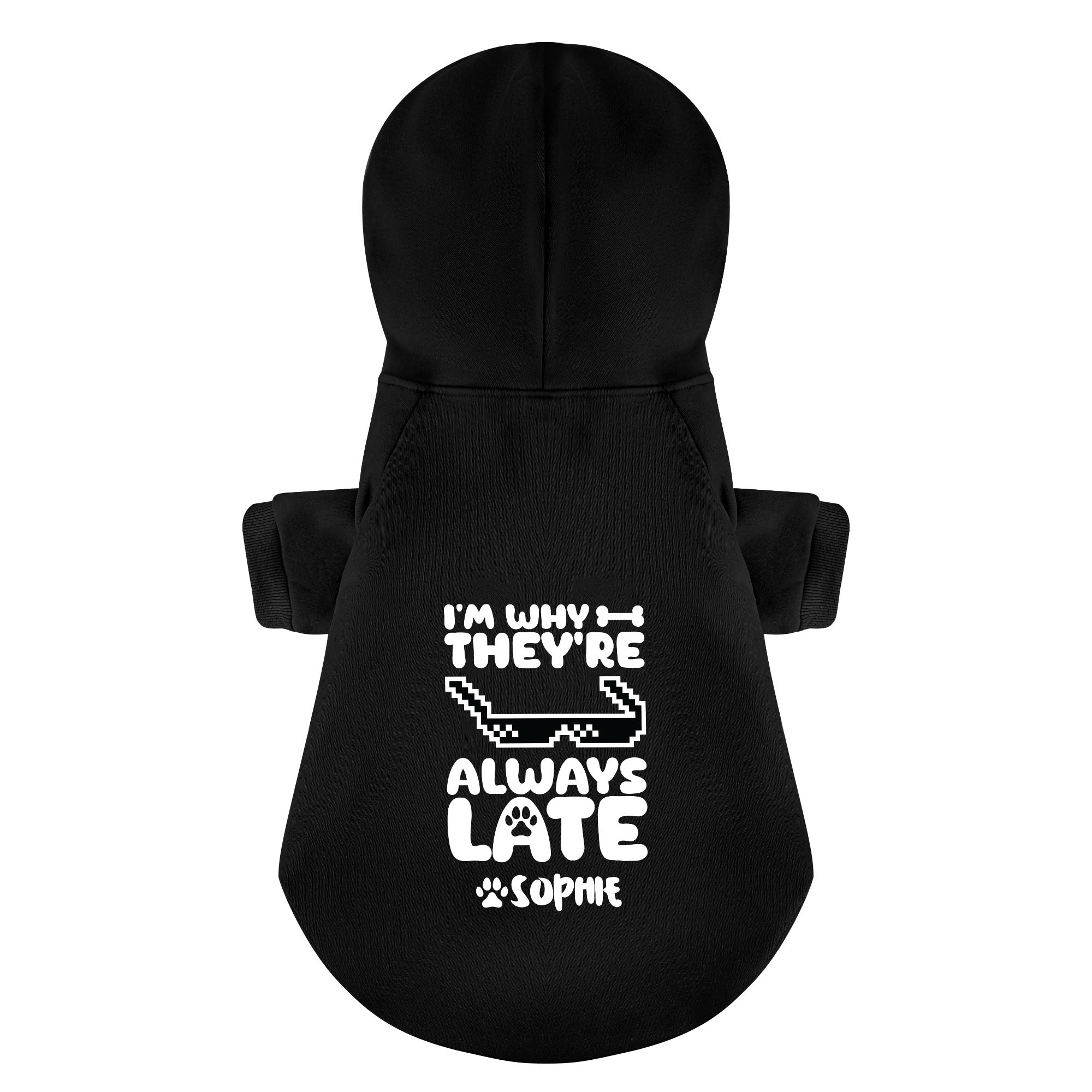 I’m Why They’re Always Late - personalized hoodie with your dog name – dog hoodie – dog clothes