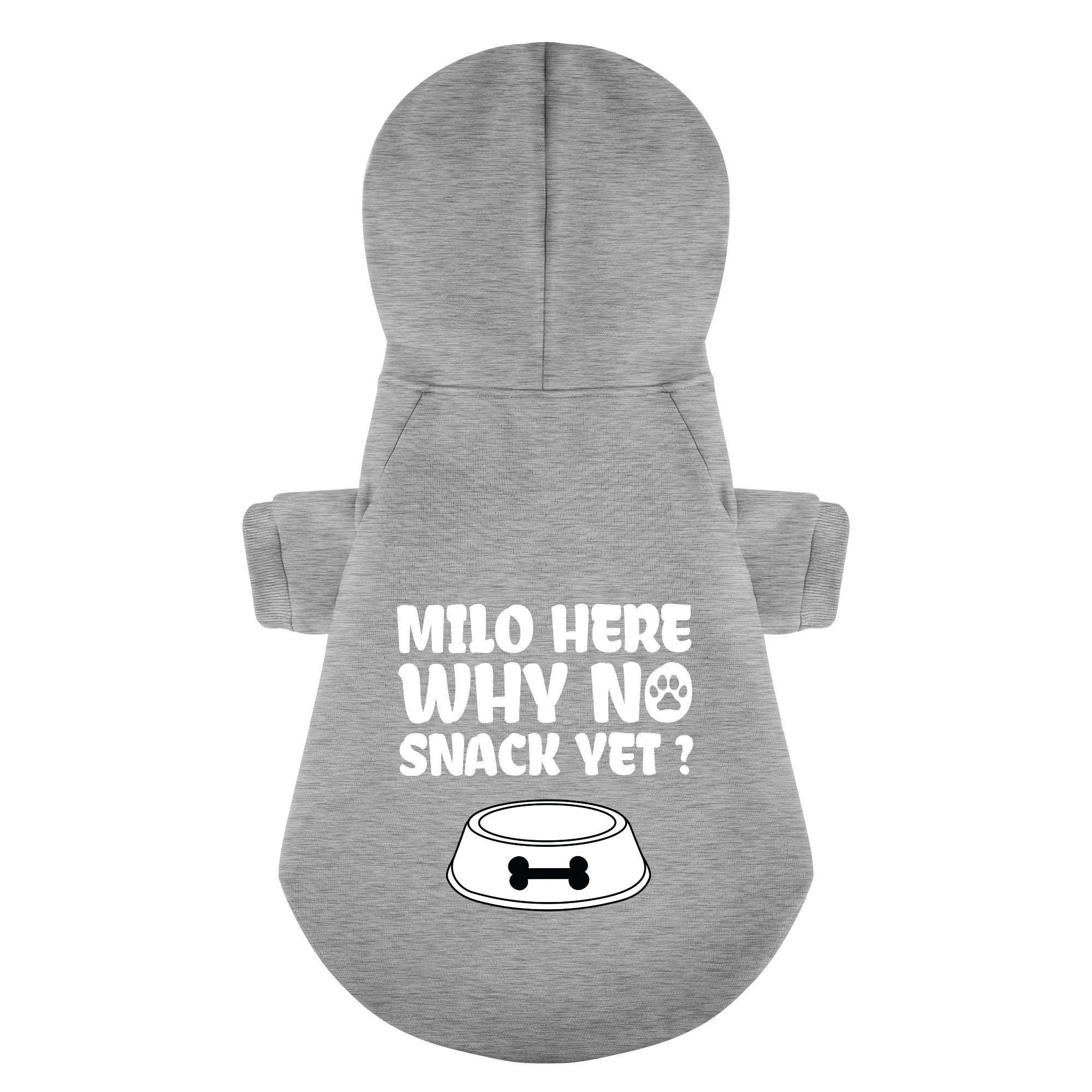 Milo  here... why no snack yet ? - personalized hoodie with your dog name – dog hoodie – dog clothes