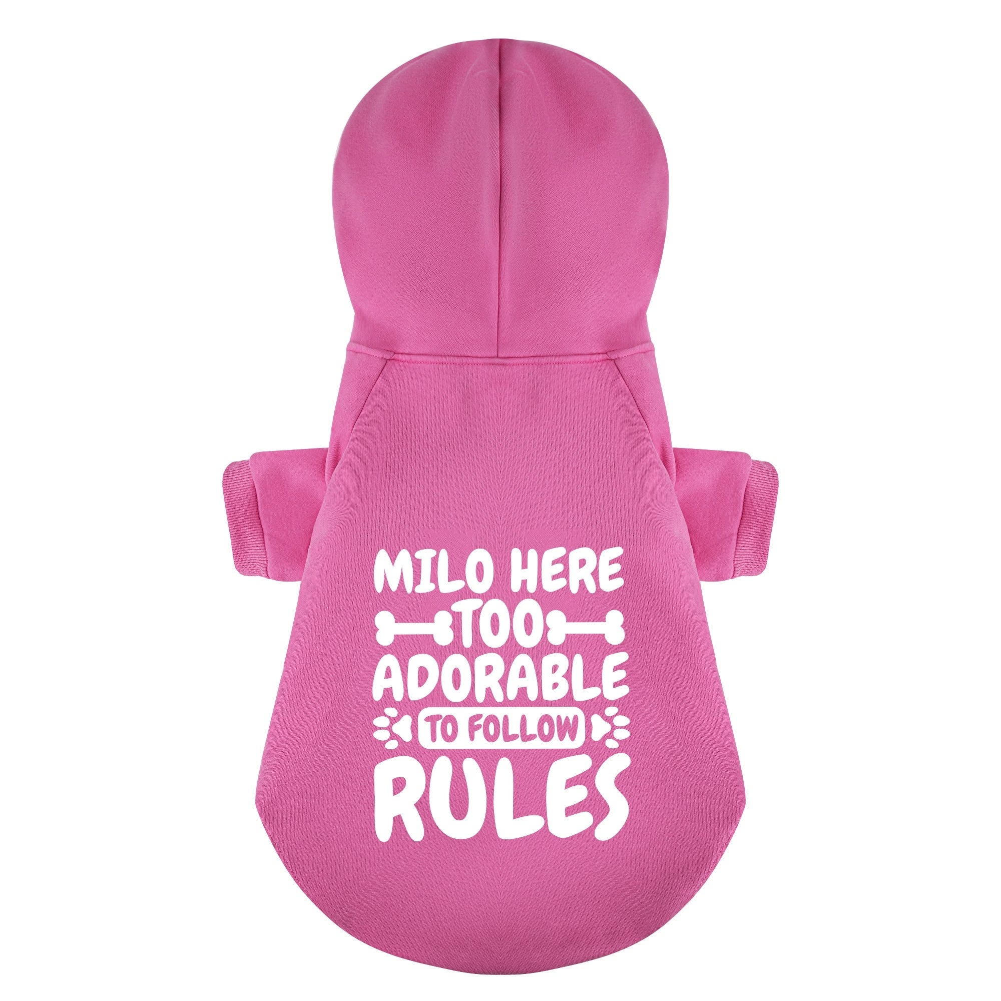 Milo Here - too adorable to follow rules - personalized hoodie with your dog name – dog hoodie – dog clothes