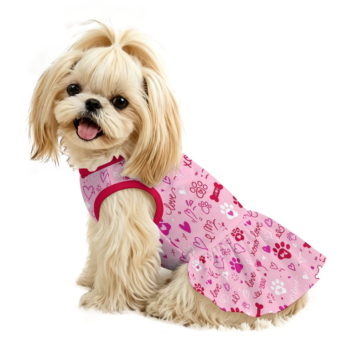 Puppy Love Paw Print Small Dog Ruffle Dog Dress
