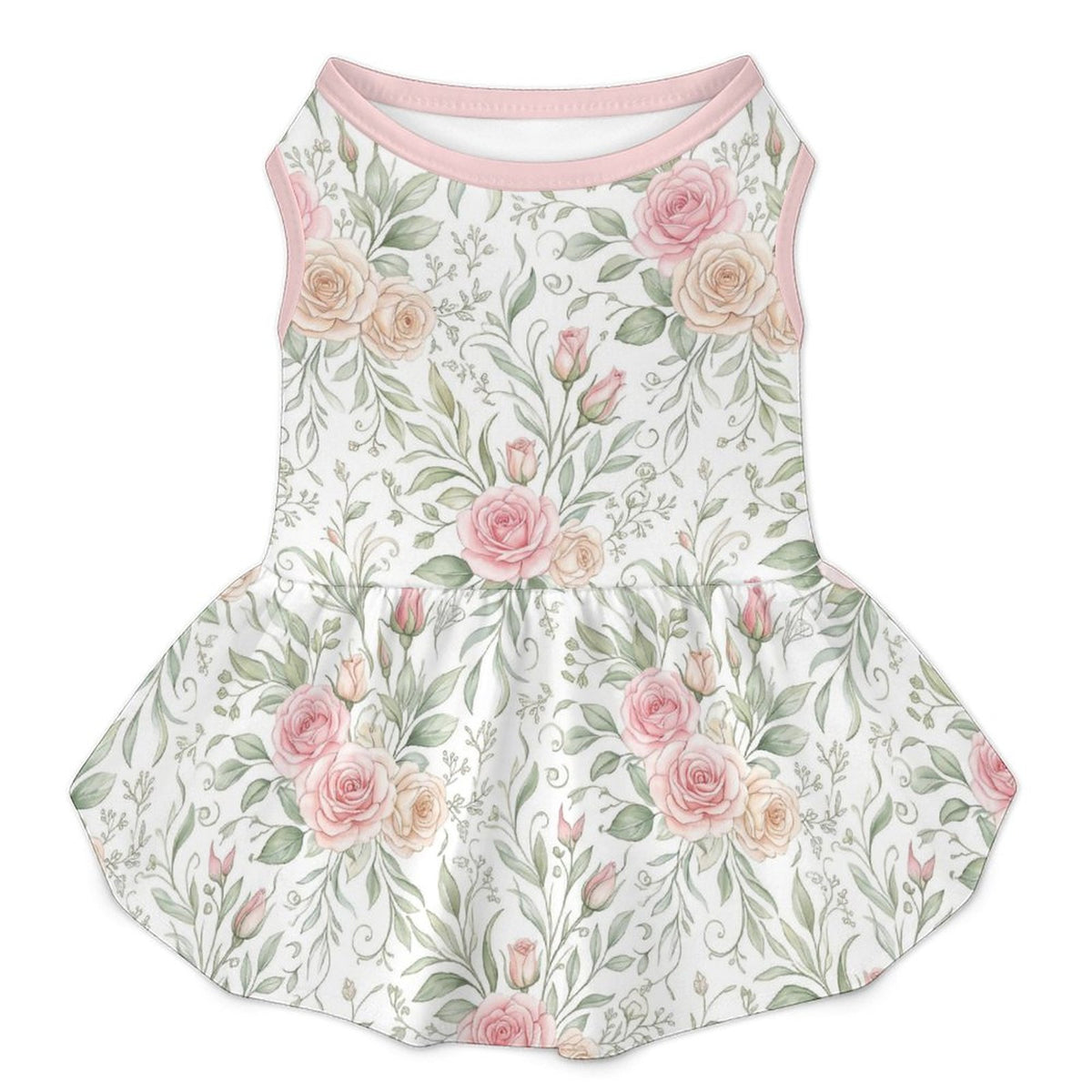 Soft Pink Rose Floral Large Dog Ruffle Dog Dress