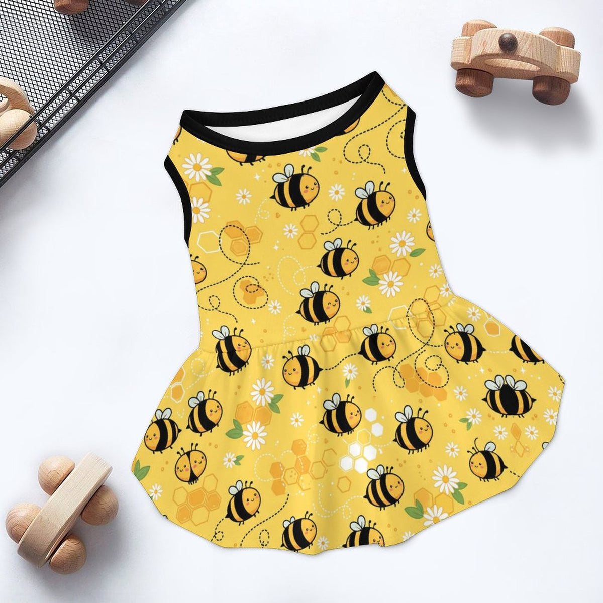 Honey Bee Daisy Large Dog Ruffle Dog Dress