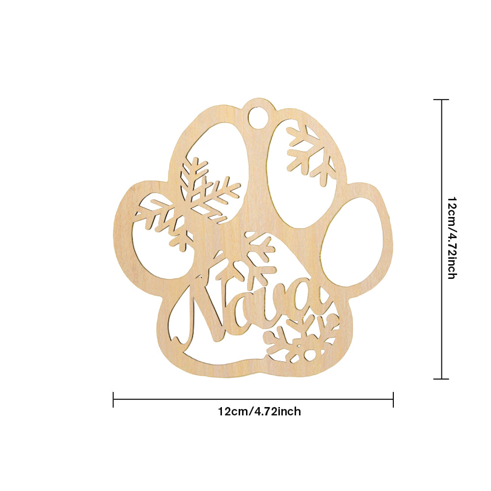 Personalized Dog Paw Ornament – Custom Wooden Keepsake for Christmas