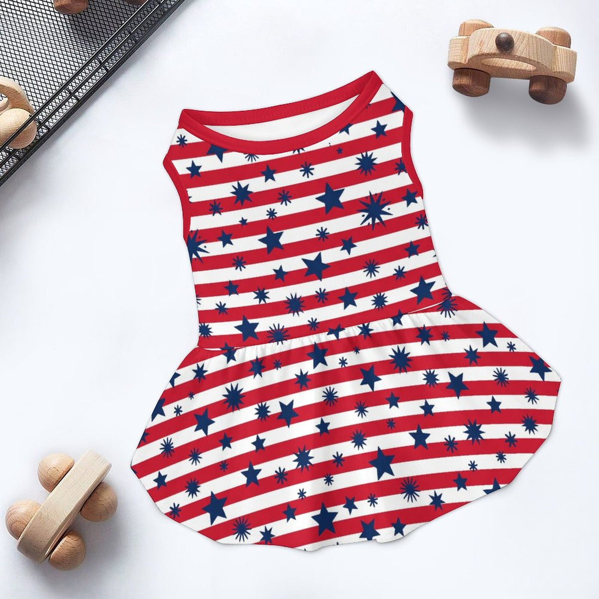 Patriotic Stars and Stripes Small Dog Ruffle Dog Dress