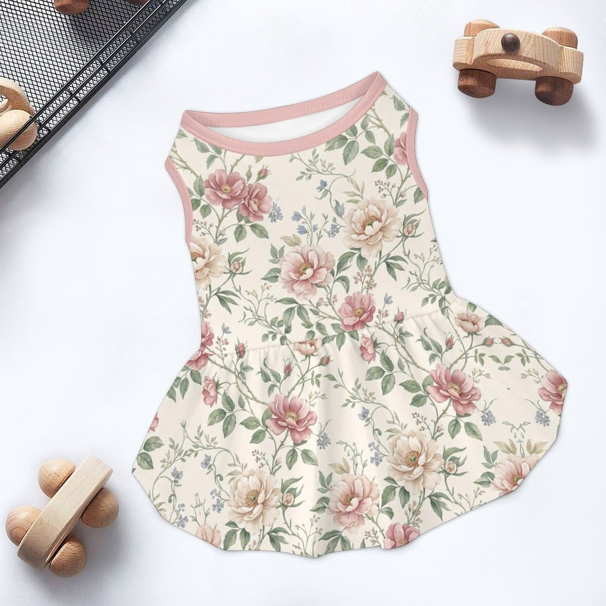Vintage Rose Floral Large Dog Ruffle Dog Dress