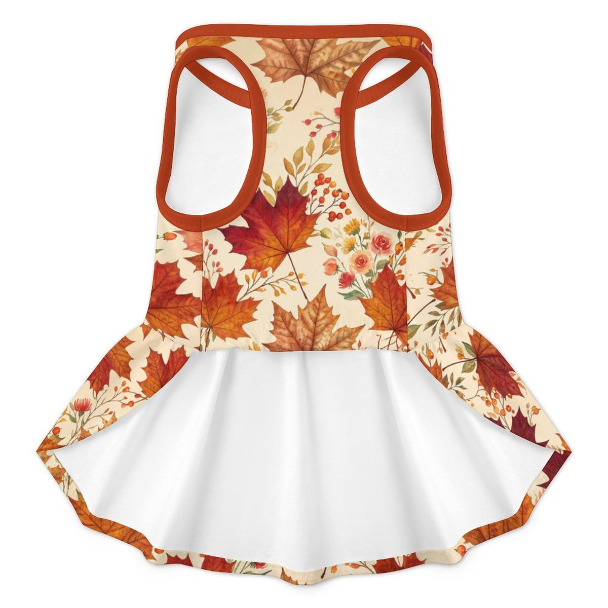 Autumn Maple Floral Large Dog Ruffle Dog Dress