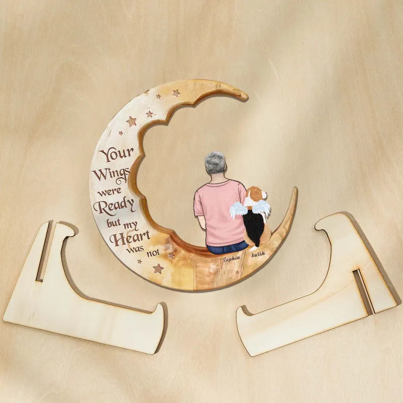 Personalized Dog Mom Moon Wooden Art – Custom Pet Lover Gift