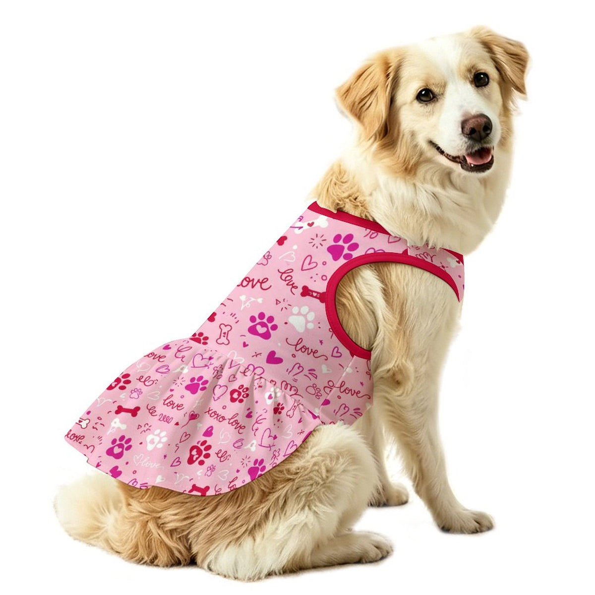 Puppy Love Paw Print Large Dog Ruffle Dog Dress