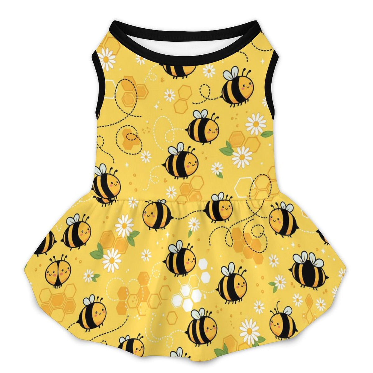 Honey Bee Daisy Small Dog Ruffle Dog Dress