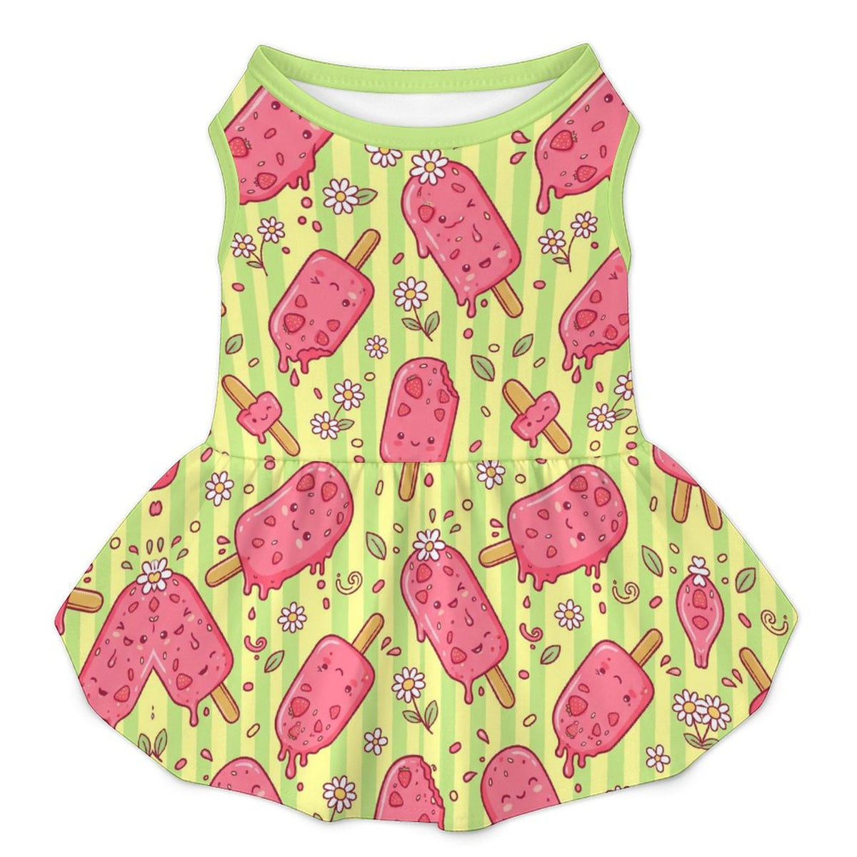 Sweet Strawberry Popsicle Large Dog Ruffle Dog Dress