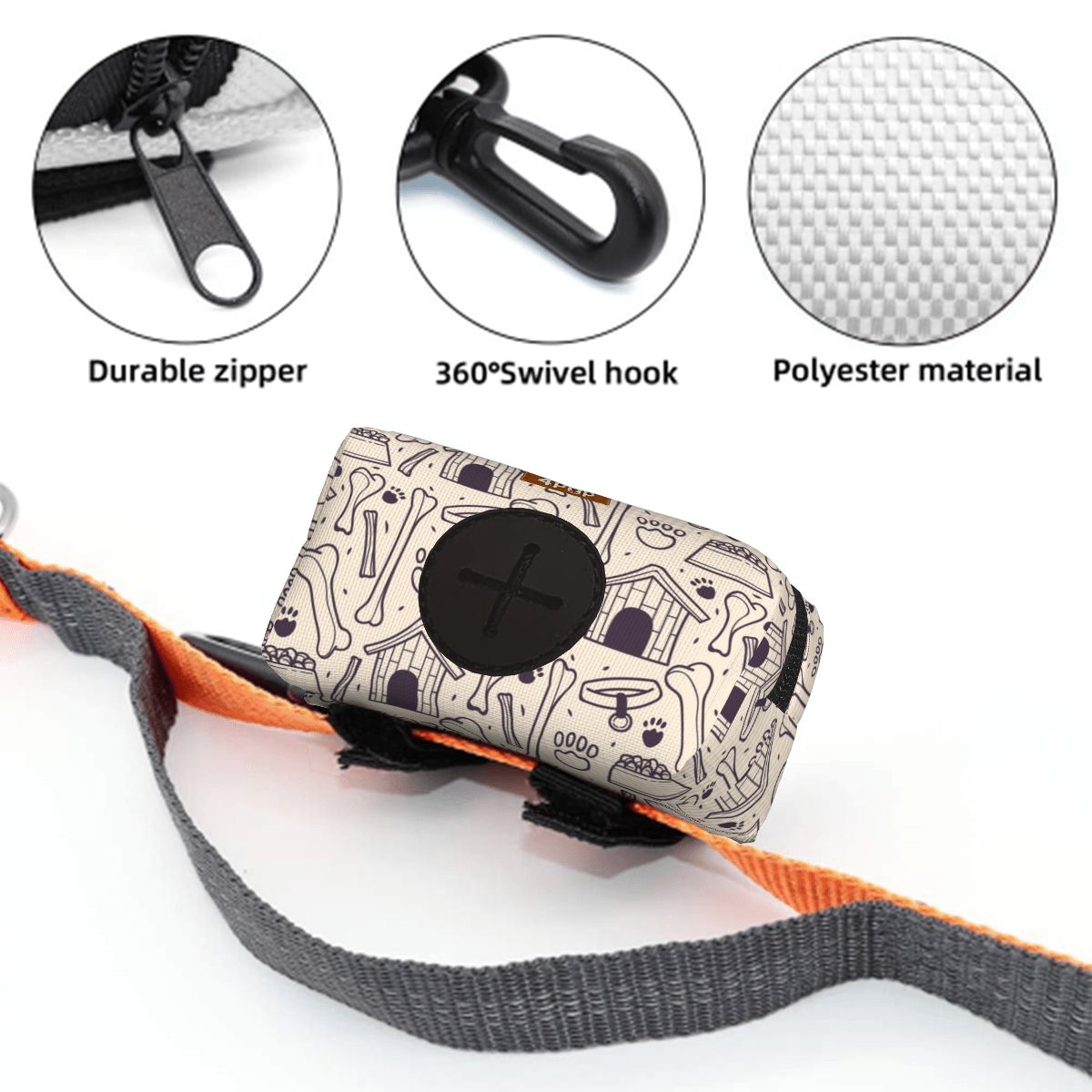 Rose  - Dog Poop Bag Holder  | Leash Attachment